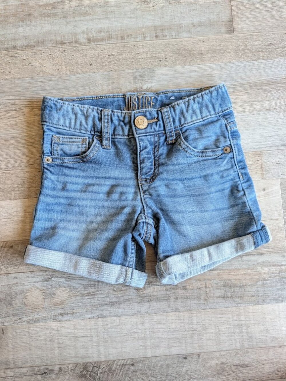 Justice Girls Cuffed Stretch Denim Jean Shorts * Size 7